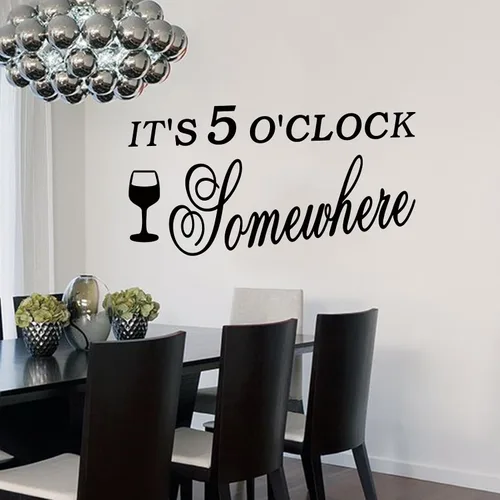 Vista 6 de Calcomanías de pared con citas familiares para cocina: decoración inspiradora para el hogar, despensa, comedor, vinilo para pared, diseño de "It's 5