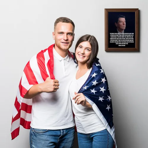 Vista 5 de REGALOS DE LUJO AMERICANO Arte de pared con cita patriótica – “La libertad está a una generación de distancia” – Cartel de retrato presidencial