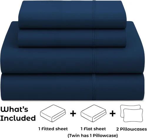 Vista 91 de Pure Bedding Juego de Sábanas Twin - Sábanas de Cama de Microfibra Ultra-Suave 1800 - Doble Cepillado - Bolsillos Profundos - Ajuste Fácil - Extra