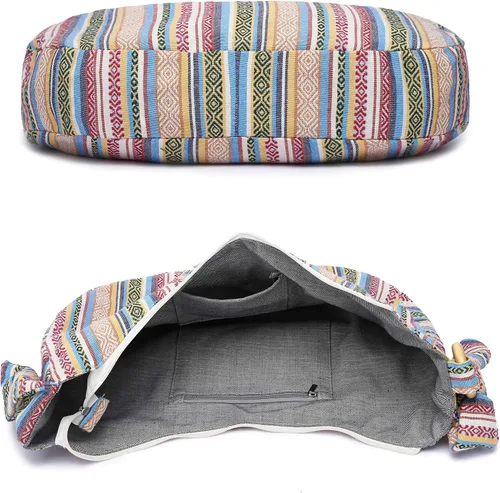 Vista 6 de Bolso cruzado hippie para mujer, bolso de mano bohemio de lona, estilo bohemio