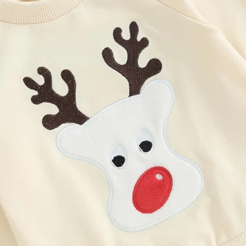 Vista 4 de Conjunto de sudadera de manga larga y pantalones largos para bebé recién nacido, ropa de Navidad