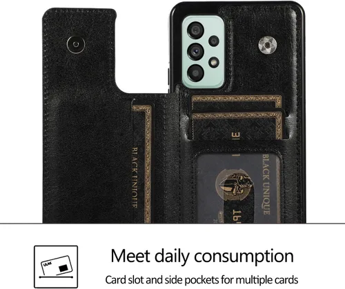 Vista 2 de UEEBAI Funda para Samsung Galaxy A53 5G, funda de cuero PU de lujo con [dos cierres magnéticos] [ranuras para tarjetas] Función de atril Durable A