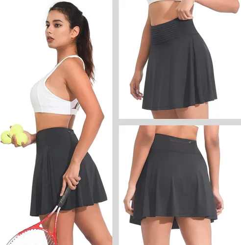 Vista 5 de YAMXDM Faldas de tenis para mujer con bolsillos integrados, faldas activas de golf para deportes, gimnasio, entrenamiento y uso diario casual