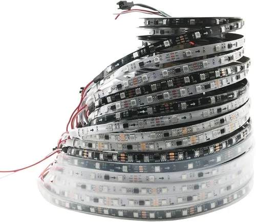 Vista 3 de WS2811 RGB IC LED Tira de 16.4 pies, 60 LEDs/m, luz de píxeles flexible direccionable de color de ensueño, LED digital programable de 20 píxeles/m