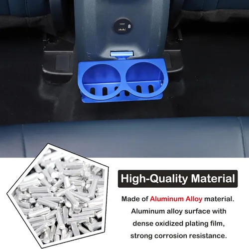 Vista 2 de Organizador expansor de portavasos trasero para automóvil compatible con Ford Maverick 2022-2024 Auto de aluminio para asiento trasero de doble