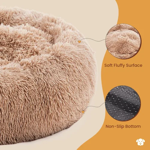 Vista 3 de DUMOS Cama para perro con forma de dona, lavable con funda extraíble, cama impermeable para mascotas para perros de tamaño pequeño, cama de espuma