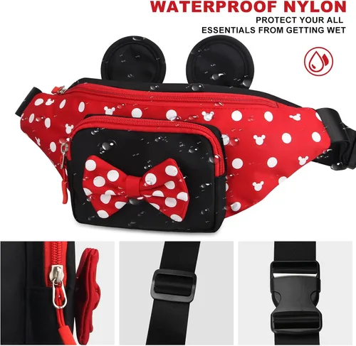 Vista 4 de Linda riñonera para viajes Riñonera de Disney para mujer paquete de cintura para adolescentes niñas Minnie Mouse Belt Bag de dibujos animados