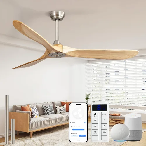 Vista 12 de Sofucor Ventiladores de techo inteligentes de 60 pulgadas con luces, ventilador de techo inteligente moderno para exteriores