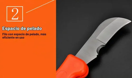 Vista 3 de Edward Tools Cuchillo de hoja curvada para electricista, diseño plegable de bloqueo, acero inoxidable, funciona para pelar cables, aislamiento