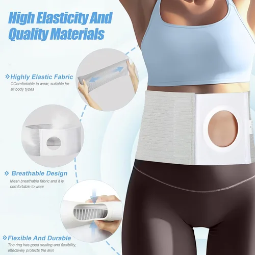 Vista 4 de Cinturón ajustable para hernia de ostomía – Cinturón de soporte de estoma transpirable para colostomía e ileostomía – Cuidado posoperatorio, apto