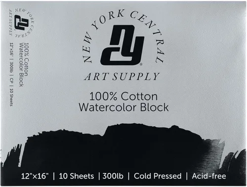 Vista 9 de New York Central Bloque de acuarela, prensa fría de 300 libras/22.58 oz/m², 4 x 10 pulgadas, 10 hojas en total, papel de acuarela archivado