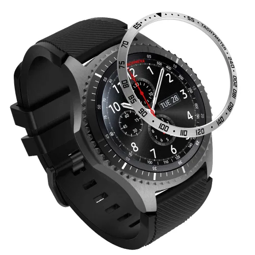 Vista 16 de AISPORTS Anillo de bisel compatible con Samsung Galaxy Watch 1.811 in bisel Loop cubierta adhesiva anti arañazos acero inoxidable bisel de metal