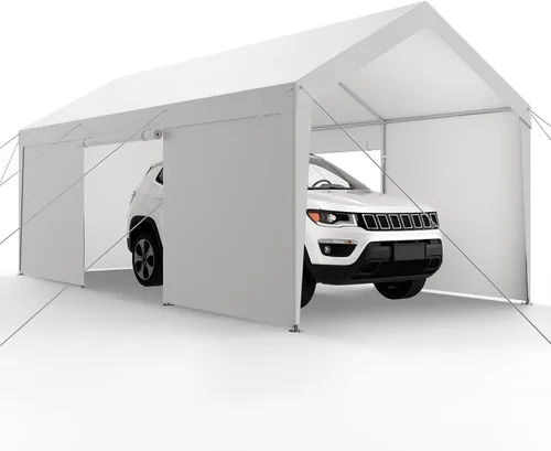 Vista 30 de VEVOR Cobertizo Tienda de Almacenamiento Exterior Portátil Resistente de 6 x 8 x 7 pies, Refugio de Cochera Garaje Impermeable con Puerta Enrollable