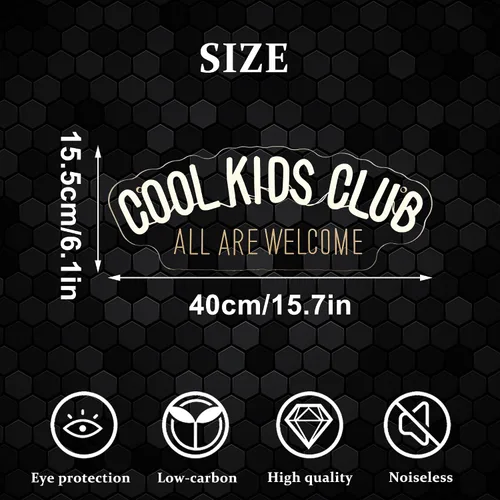 Vista 6 de Letrero de neón Cool Kids Club, luz de neón All Are Welcome hecha a mano, luz LED de neón para habitación de bebé, luces de neón USB regulables