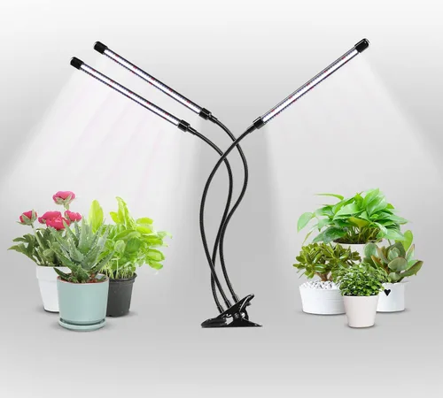 Vista 20 de iPower Luz LED de crecimiento con espectro completo para plantas de interior, cuello de cisne ajustable, 5 niveles regulables, 3 modos de Blanco