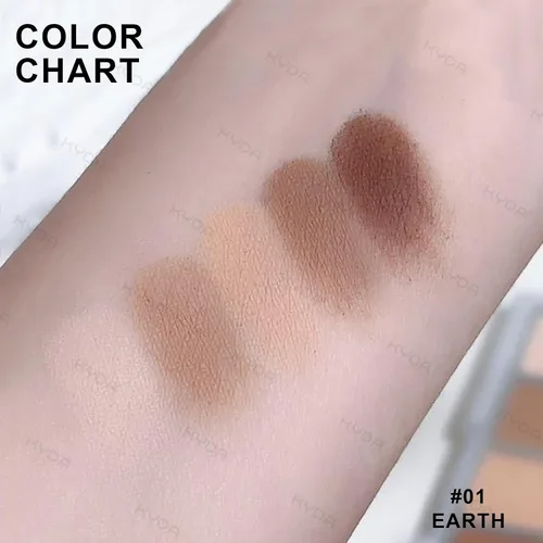Vista 5 de KYDA Paleta de sombra de ojos Netural Nude de 5 colores con pincel, sombra de ojos marrón mate, paleta de ojos mate, regalo de maquillaje de ojos