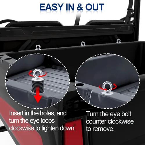 Vista 3 de StarknightMT Ranger - Anclajes de amarre, UTV Lock and Ride de 2 pulgadas compatible con Polaris General Ranger 500 570 1000 XP 900 800 700 con Negro