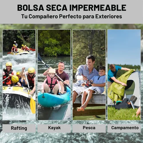 Vista 4 de Bolso impermeable y flotante de Cliduli, mochila impermeable enrollable azul pequeña de 2L/5L/10L/20L/30L/40L, bolsas flotantes ligeras para kayak
