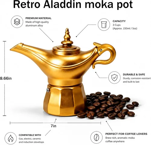 Vista 5 de Cafetera, olla moka para café italiano y cubano, cafetera Greca, cafeteras, 6 tazas de espresso
