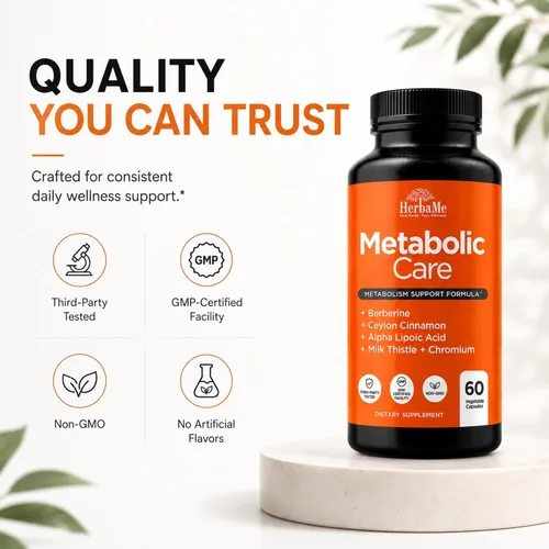 Vista 8 de HerbaMe Suplemento de berberina con canela de Ceilán, cromo, ácido alfa lipoico, cuidado metabólico apoya el metabolismo y la salud cardiovascular