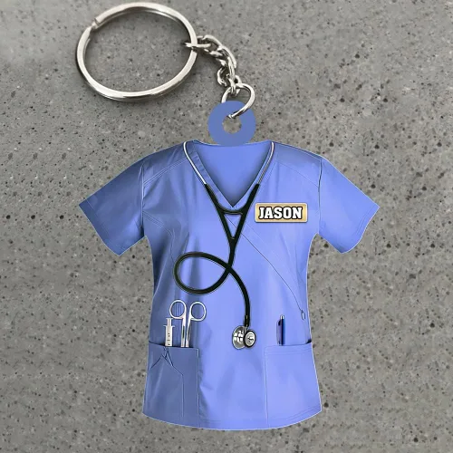 Vista 2 de Llavero personalizado para enfermera, regalo personalizado para enfermera, llavero de joyería para enfermeras, llavero para enfermeras.