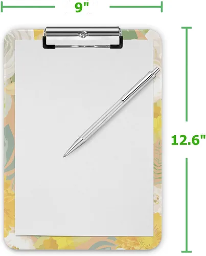 Vista 3 de Portapapeles decorativos con clip de perfil bajo, tamaño de letra A4 estándar de 9 x 12.6 pulgadas para estudiantes, profesores, mujeres y niños