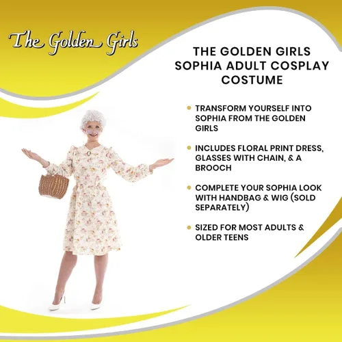 Vista 7 de The Golden Girls - Disfraz de cosplay para adultos con licencia oficial de Sophia, talla XL