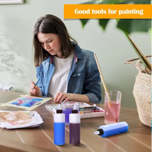 Vista 5 de Honeydak 30 botellas de plástico Boston de 8.5 onzas para salsa, dispensador de condimentos vacío con tapa giratoria y 2 embudos, ideal para salsa