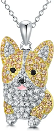 Vista 37 de Collares con colgante de perro de plata de ley S925 – 24 razas corgi/husky/labrador/pastor para mujer
