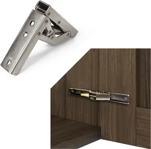Vista 4 de Soporte plegable de elasticidad de 90°, bisagra de estante montada en la pared Acero laminado en frío, ángulo de extensión de 90°-180°, 6.5