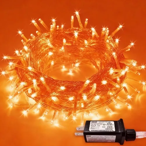 Vista 9 de QITONG Tira de luces rojas y verdes para exteriores, 165 pies, 500 luces LED de alambre transparente de Navidad para interiores, 8 modos de luz