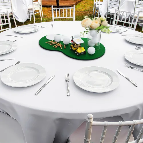 Vista 4 de Gemscream 48 piezas de decoración de mesa de golf con carrito de pelota de práctica, tapete en forma de campo de golf para suministros temáticos
