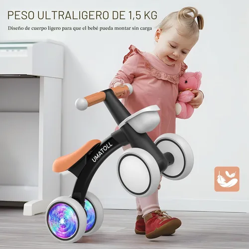 Vista 6 de Umatoll Juguetes de bicicleta de equilibrio para bebés de 1 año, asiento ajustable, regalos de cumpleaños para niños de 12 a 24 meses