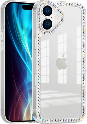 Vista 8 de Funda para iPhone 15, diseño de diamantes de imitación con purpurina, bonita para niñas y mujeres, con purpurina brillante y gemas de diseño