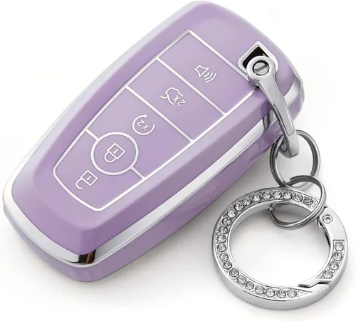 Vista 6 de OFFCURVE Funda para llavero de coche compatible con Ford E-Keychain, Dorado Rosa, Moderno