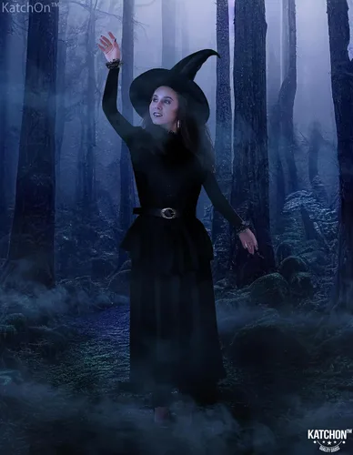 Vista 4 de KatchOn Disfraz de bruja malvada para mujer, disfraz de bruja de Halloween con sombrero