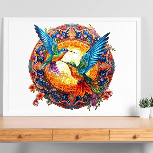 Vista 6 de Jigfoxy Rompecabezas de madera para adultos, rompecabezas de madera de colibrí, rompecabezas únicos con forma de animal, regalos de Navidad