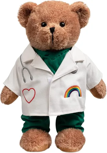 Vista 10 de HollyHOME Oso de Peluche Doctor Oso de Peluche en Batas y Bata Blanca Regalos para Médicos Estudiantes y Niños 16 Pulgadas, Crema