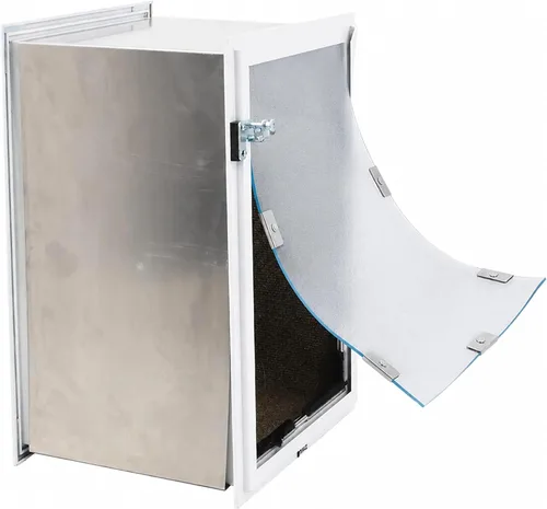 Vista 9 de Hale Pet Door Modelo de pared Puertas para gatos y perros Túnel ajustable que se adapta a paredes de hasta 10 pulgadas de ancho Solapas