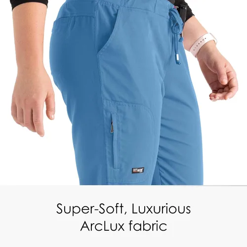 Vista 4 de Greys Anatomy - Pantalón de uniforme médico de frente plano con 6 bolsillos para mujer