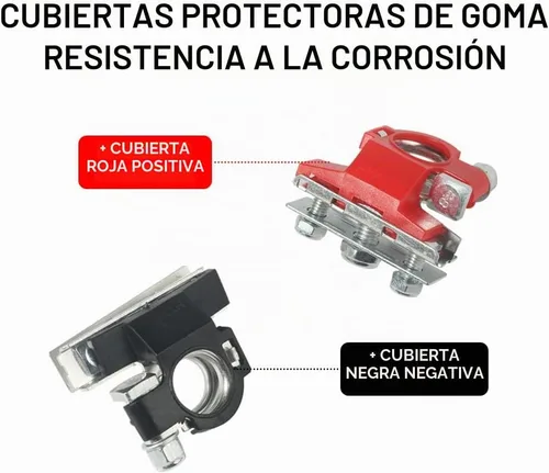 Vista 5 de Paquete de 2 terminales de cable de batería de poste superior automotriz de 12 V, kit de conectores de abrazadera, terminales de batería de 3 vías
