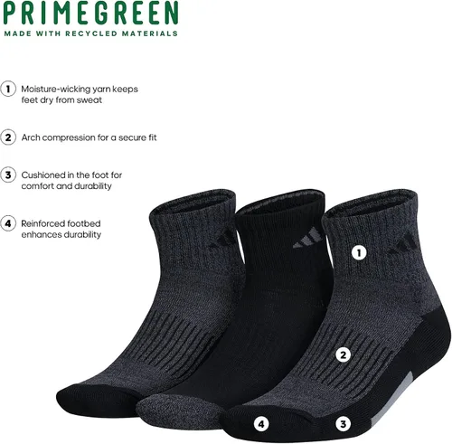 Vista 2 de adidas Calcetines acolchados de 3 cuartos para hombre (3 pares)