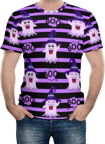Vista 6 de Helloween Boo - Camiseta de manga corta con cuello redondo y manga corta