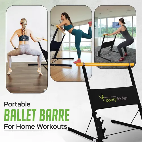 Vista 2 de Portable Folding Exercise Bar for Barre, Balance and Ballet Home Workouts, Strong Freestanding Stable Design