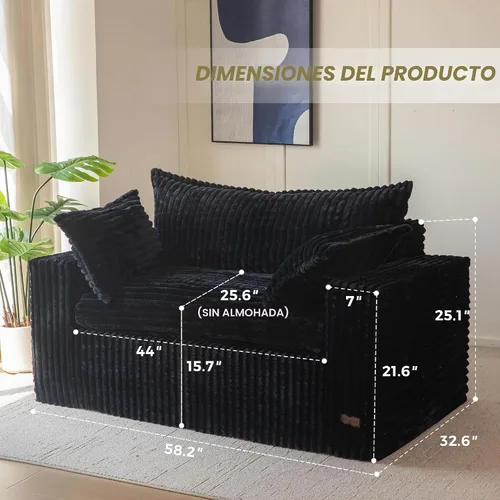 Vista 2 de MAXYOYO Sofá biplaza sin hueso, sofá Cloud con respaldo y almohadas