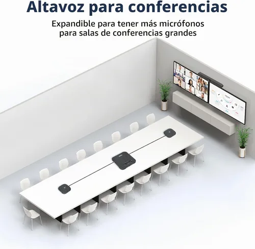 Vista 4 de Altavoz y micrófono de conferencia, altavoz inalámbrico con 2 micrófonos