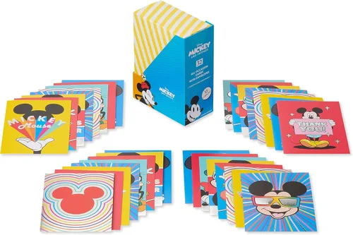 Vista 2 de American Greetings Paquete de tarjetas de lujo de Disney para todas las ocasiones con sobres, Mickey Mouse (32 unidades)