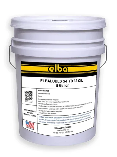 Vista 6 de ELBA LUBES S-HYD 32 Aceite hidráulico sin cenizas sin zinc 32 AW 32 ISO VG 32 Aceite hidráulico 32 (1 GL CAJA de 6)