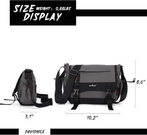 Vista 2 de KL928 Bolso de mensajero para hombres y mujeres, bolso de mano para laptop de 13.5 pulgadas, bolso de hombro de viaje de nailon ligero