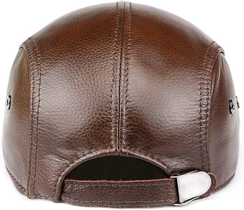 Vista 6 de Sombrero ajustable de hombre estilo Newsboy con boina, sombrero de cuero genuino para conducir, caza, pesca, gorra Ivy de moda, sombrero plano